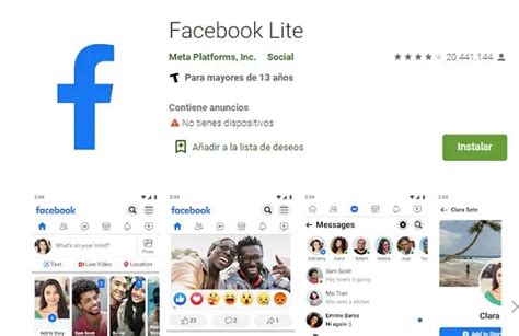 facebook lite iniciar sesión.